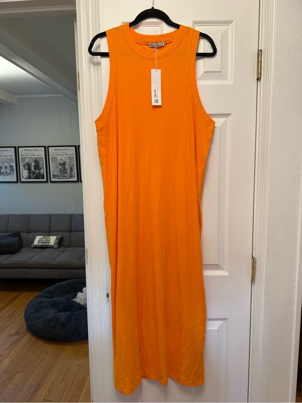 Zara Bright Orange Sleeveless Long Dress